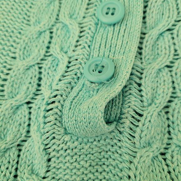 Vtg Yarnworks Teal Fold‑Over Collar Short‑Sleeve Linen/Cotton Sweater S Retro - Picture 8 of 8